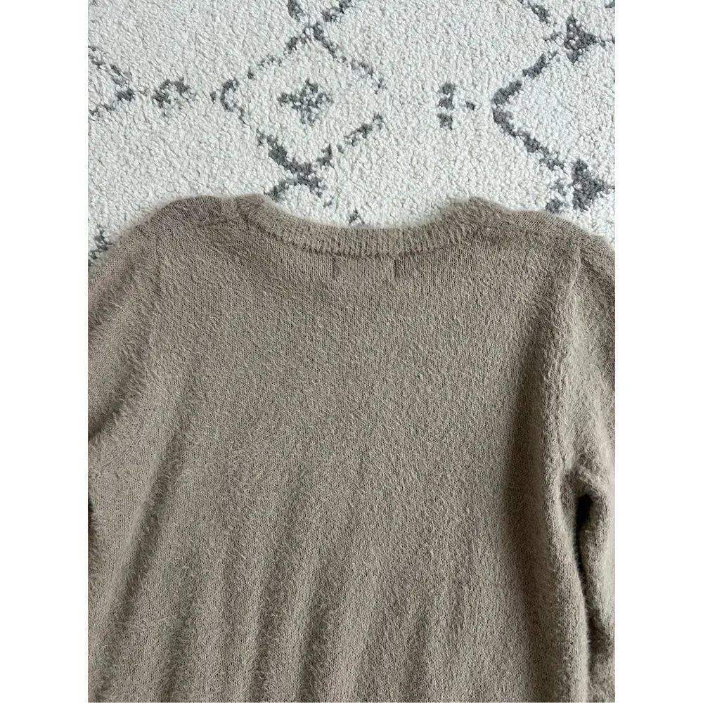 Old Navy Eyelash Sweater Women‎ Medium Beige Knit Crew Neck Long Sleeve Pullover - Picture 7 of 8